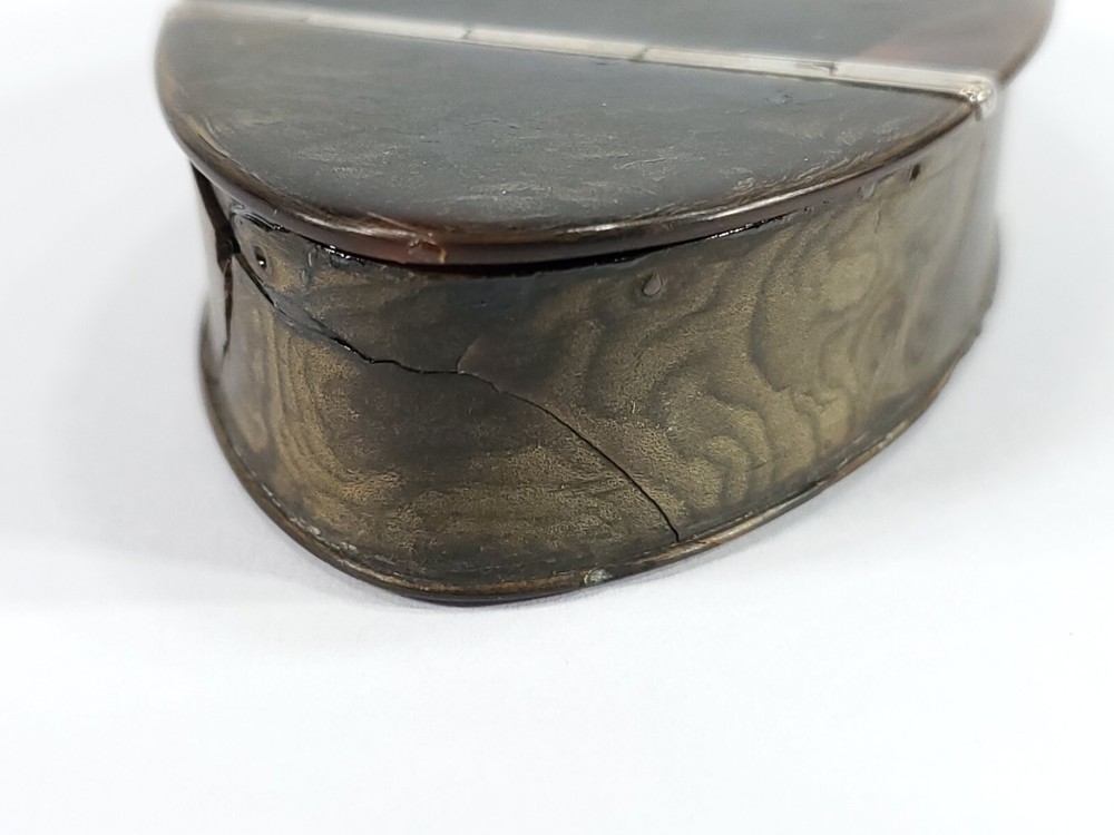 Antique 19th c. Sterling Silver & Shell Snuff Box