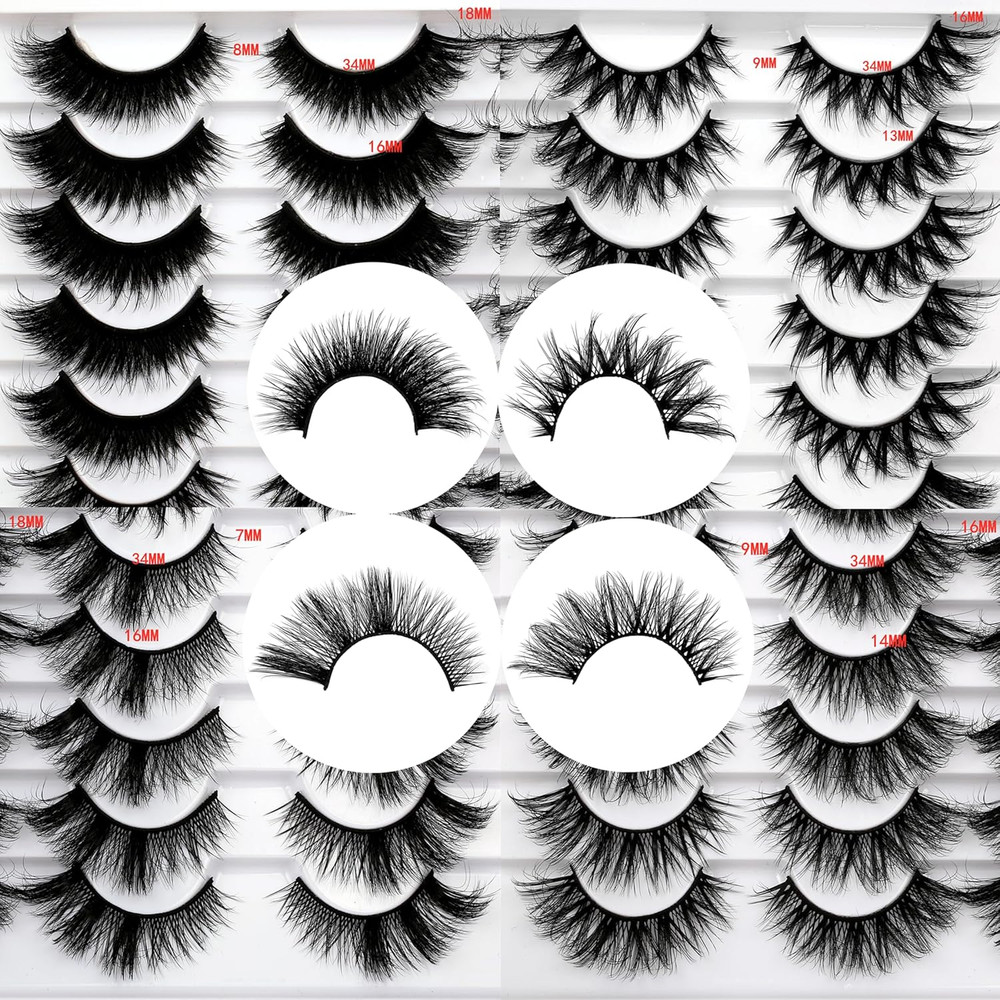 False Eyelashes 20 Pairs Fluffy Volume Cat Eye Lash Extensions 18MM Dramatic Wis