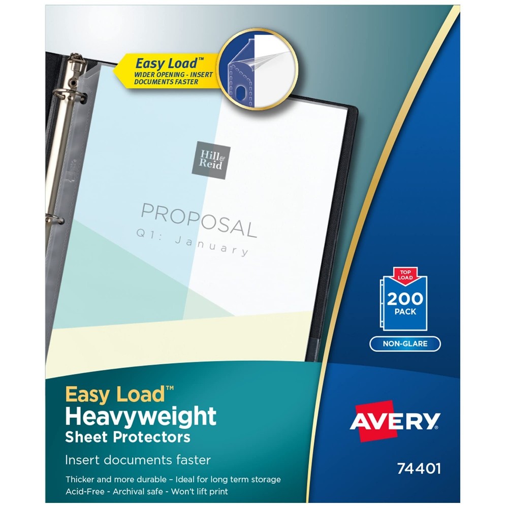 Clear Heavyweight Sheet Protectors, Non-Glare, Easy Load, 200 Pack for Documents