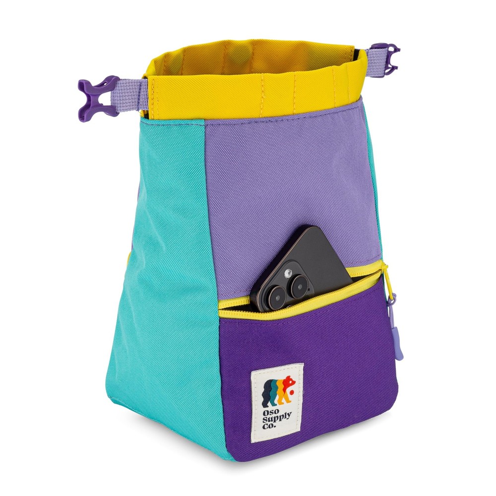 - Large Roll Down Bouldering Chalk Bucket (Lavender/Teal/Yellow)