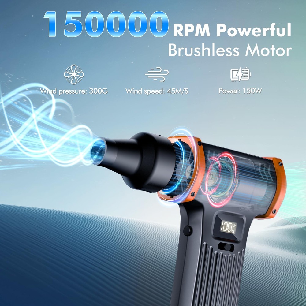 CAPNEW 150000RPM Electric Air Duster: Continuously Variable Speed ​​Powerful...