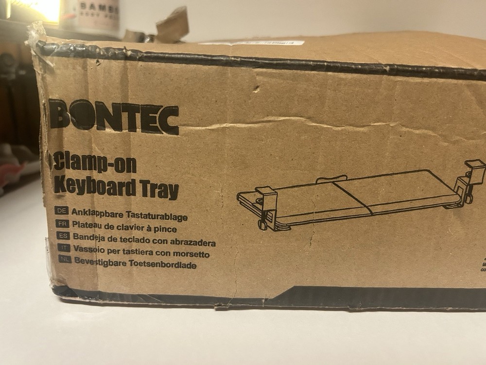 Bontec Under Desk Keyboard Tray, Pull-Out Keyboard & Mouse Platform with C-Clamp