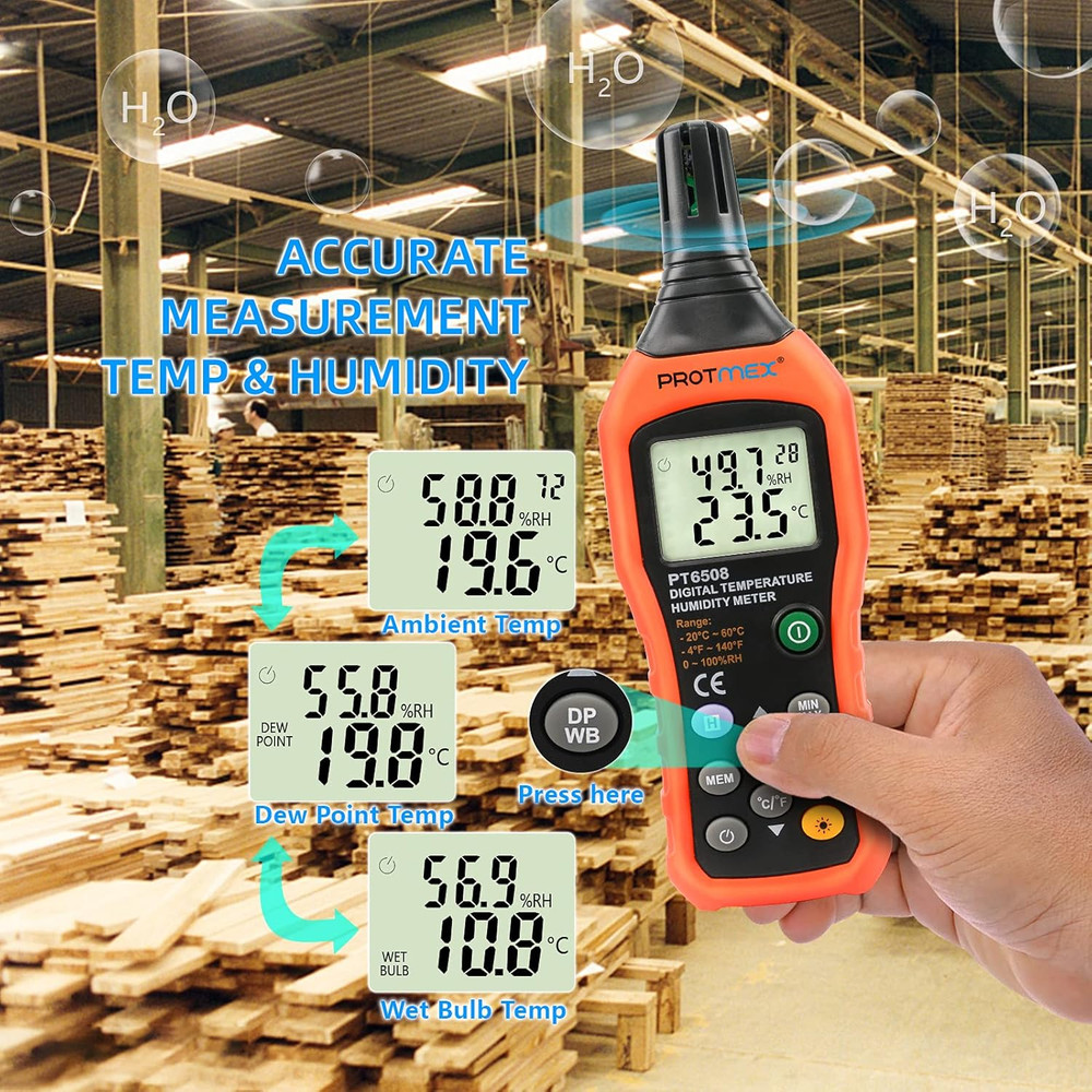 Protmex PT6508 Temperature Humidity Meter, Digital Thermometer Hygrometer Monito