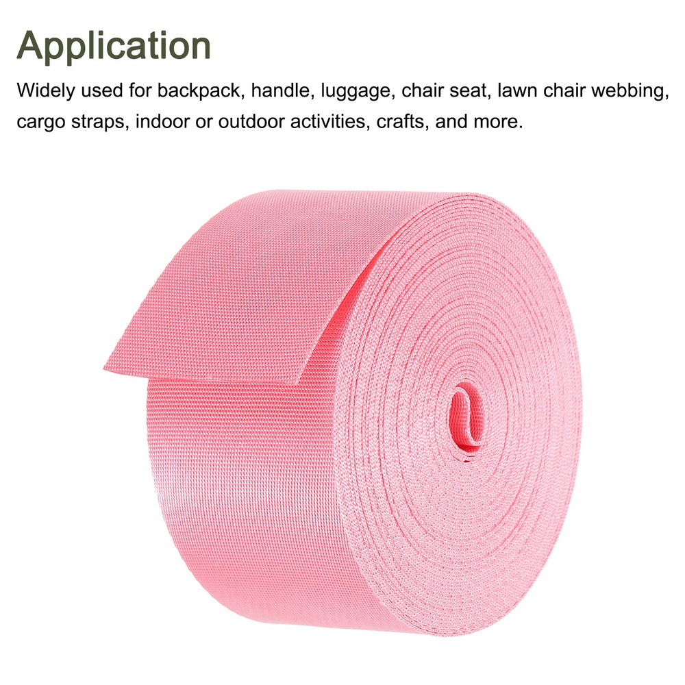 Flat Nylon Webbing Strap 2 Inch 10 Yards Cherry Pink for Backpack