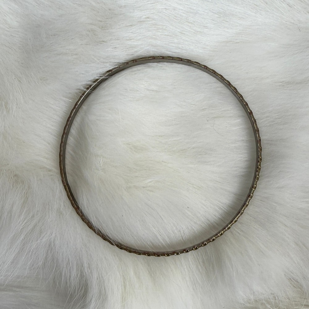 Gold Tone Textured Bangle Bracelet 7.5"