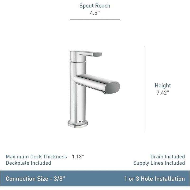 Single Handle Bathroom Faucet Temperature Control Chrome Deck Mount Water Saving