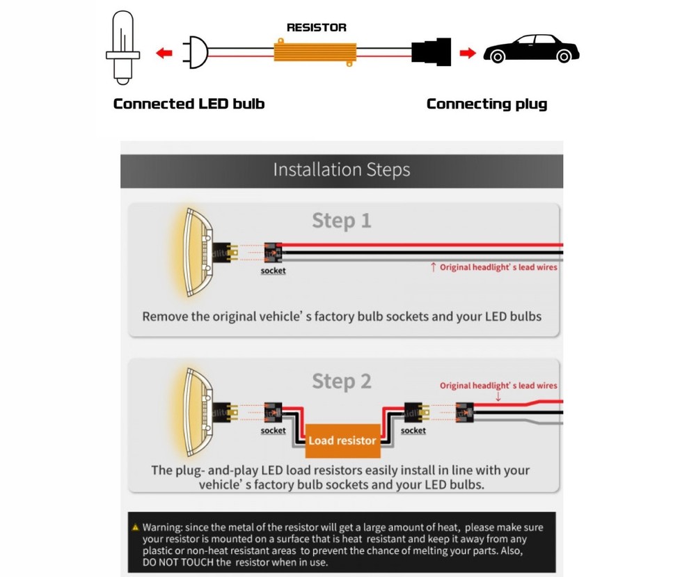 Wire LED Resistor Canceler Flash Error Decoder 3157 U Rear Turn Signal Tail