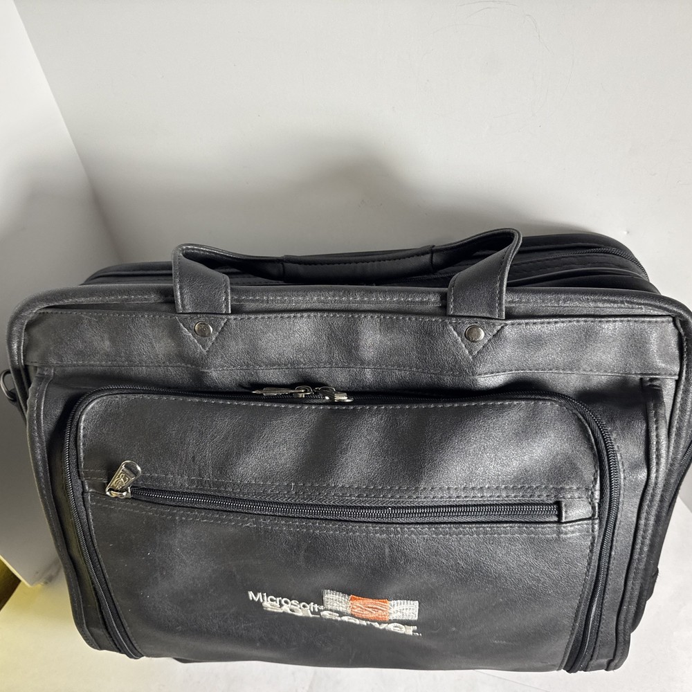 microsoft tote carry on sql server as shown very rare htf leather