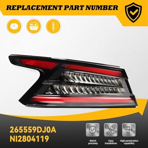 Driver Side Tail Light Assembly Compatible with Maxima 2019-2023 Rear Left