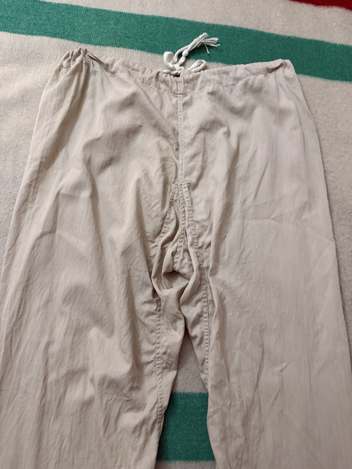 True Vintage 30s 40s WW2 HBT Herringbone Twill Lounge Pants 34 Waist Adjustable