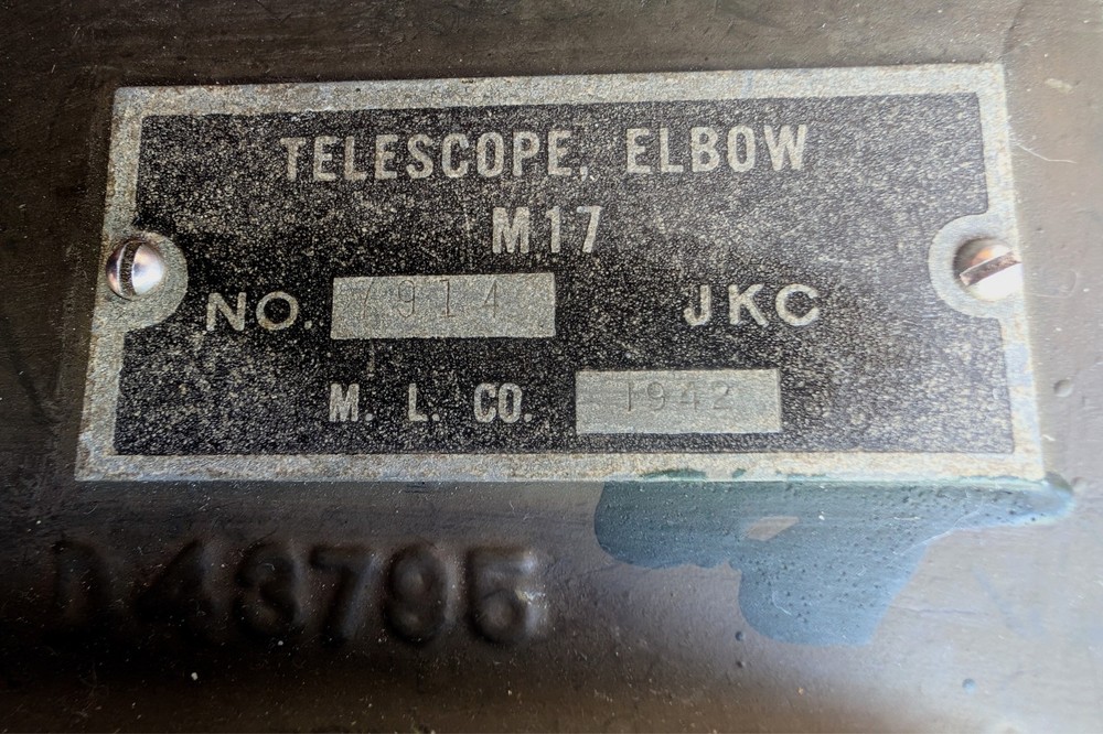 WWII M17 Telescope Elbow M.L. Co. Artillery Sight Working Filter Needs Cleaning
