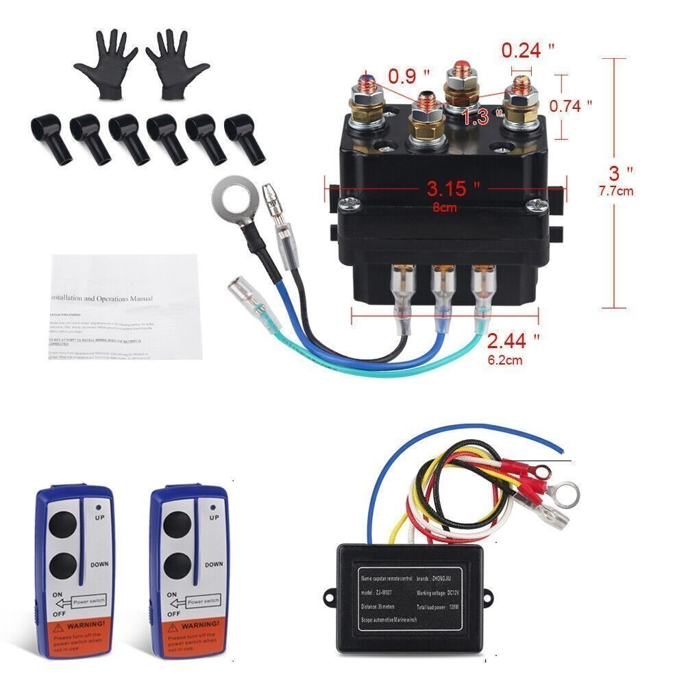 12V 500A Winch Control Solenoid Relay Contactor With Wireless Winch Remote Kit