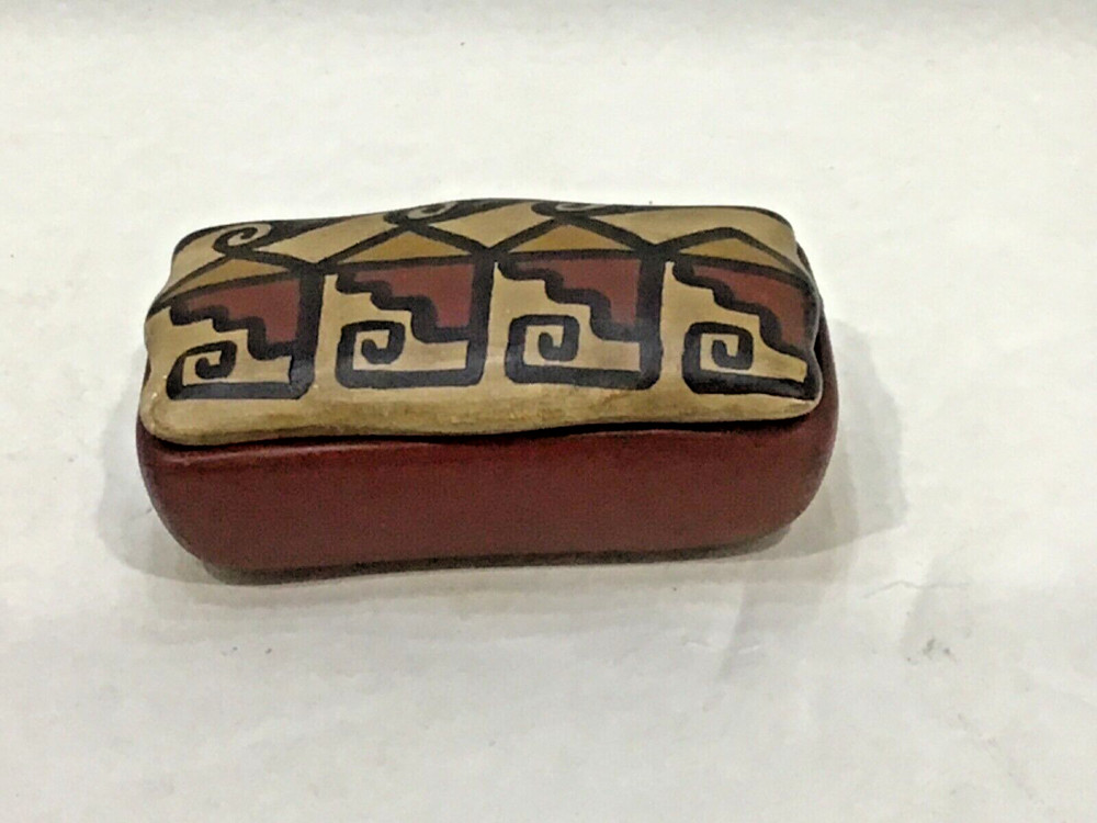 Chile Geometric Trinket Box Rust & Brown Signed Naldi