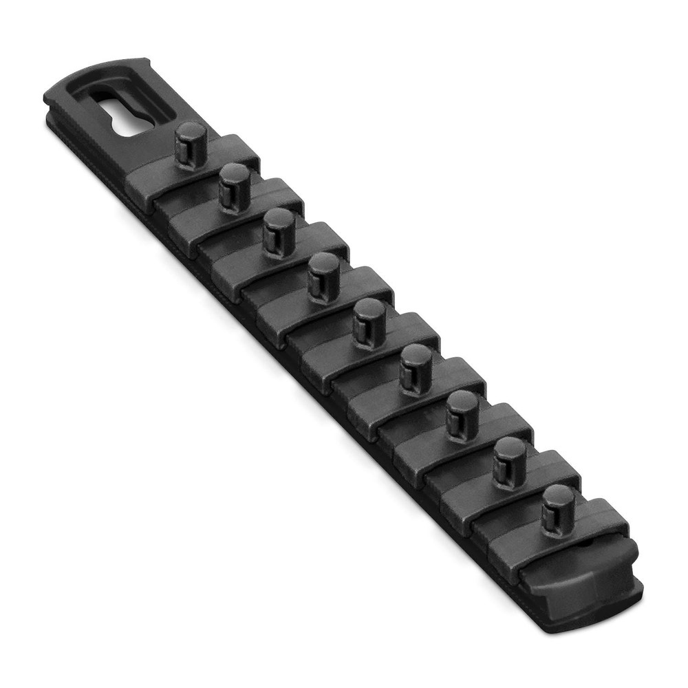 Ernst Mfg 8" Magnetic Socket Organizer, 9 Locking Clips, 1/4", Black