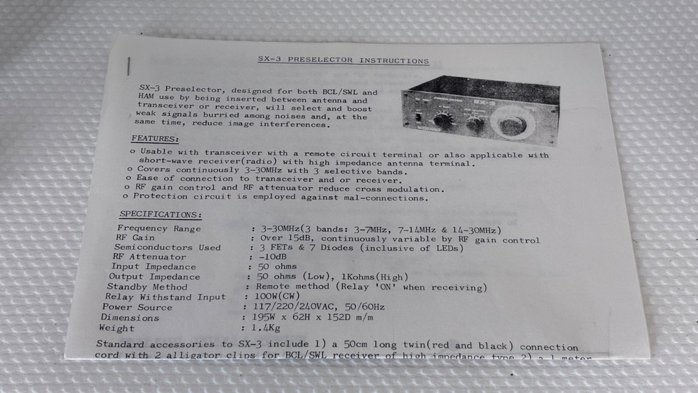 Mizuho SX-3 Preselector