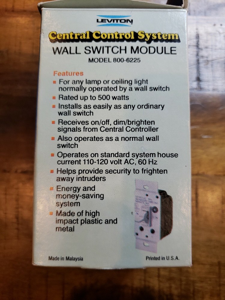 NEW Leviton Wall Switch Control module, central control system. Model# 800-6225