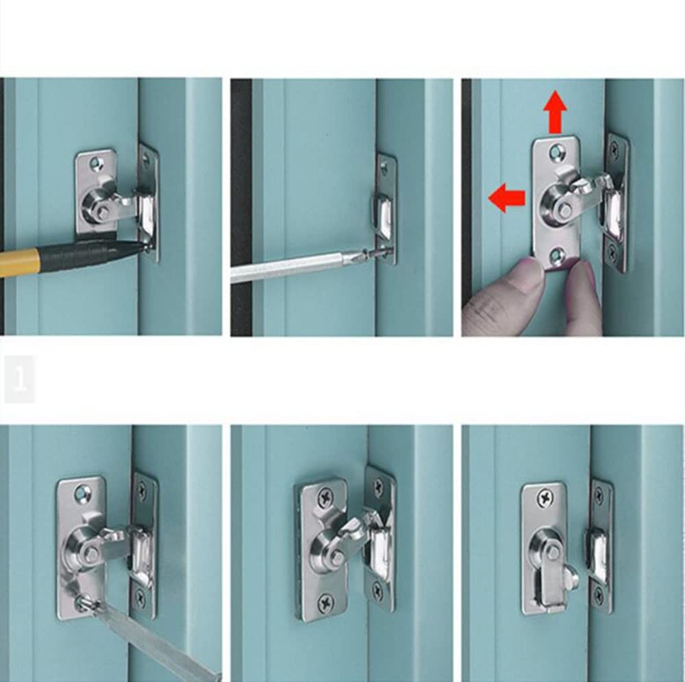 90 Degree Right Angle Gate Latches, Latches for Barn Doors, Windows, Silver
