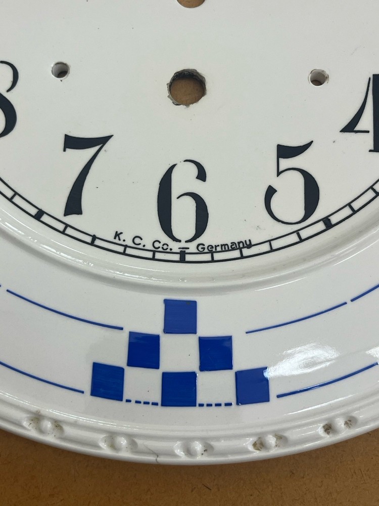 K.C. Co Germany Ceramic Round Wall Clock Plate 11 1/2" blue