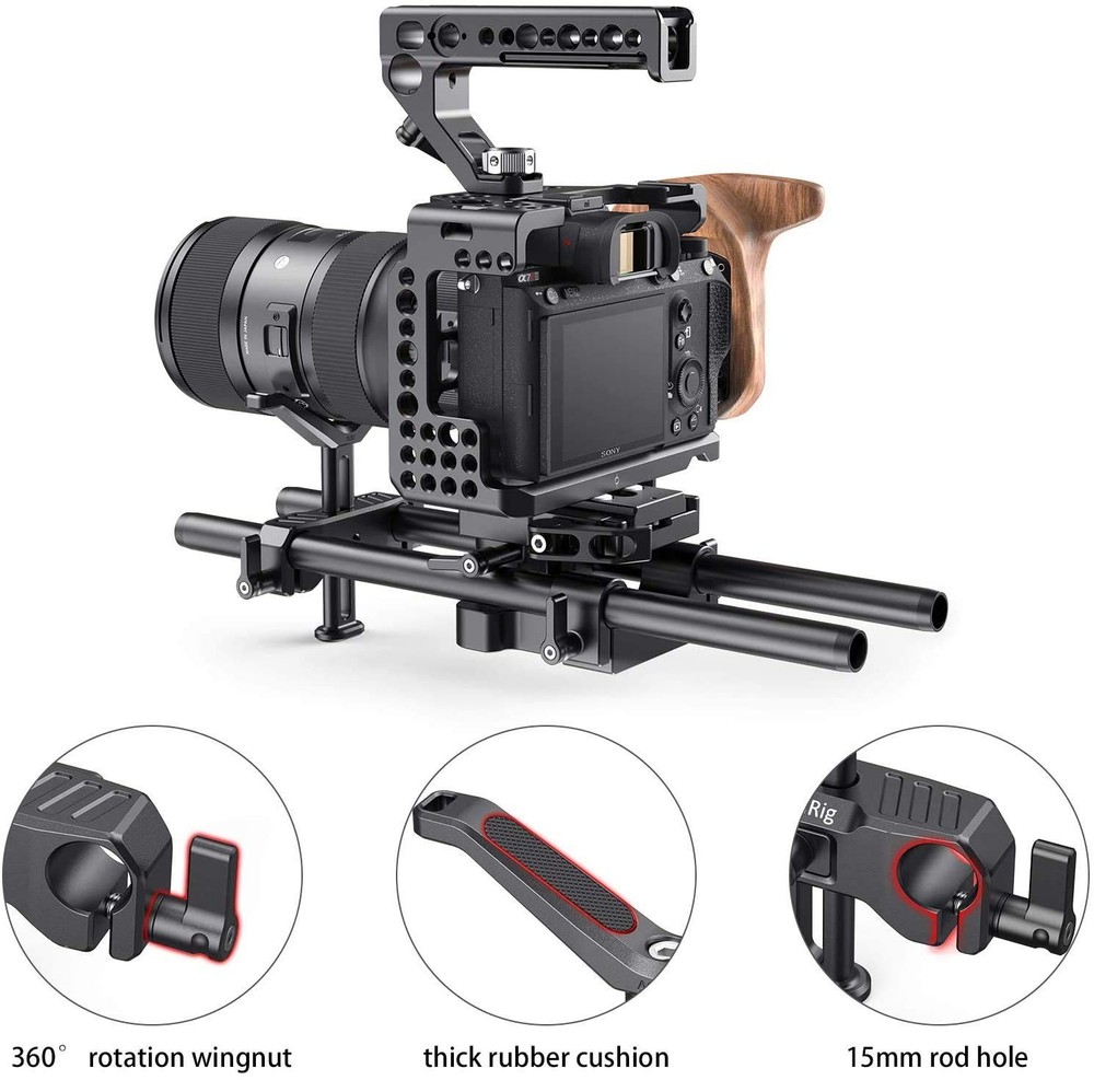 15mm Long Lens Support Bracket, Height Adjustable DSLR Camera Rig, BSL2681