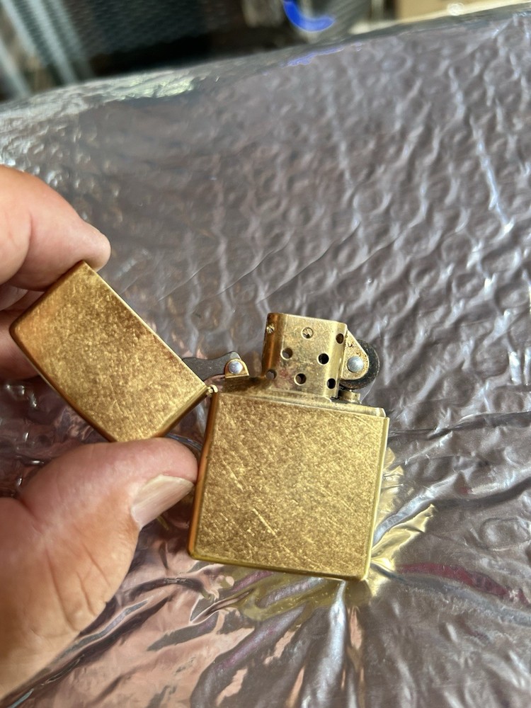 Leather Camel Cigarette Pouch With Zippo 04 Solid Brass Lighter