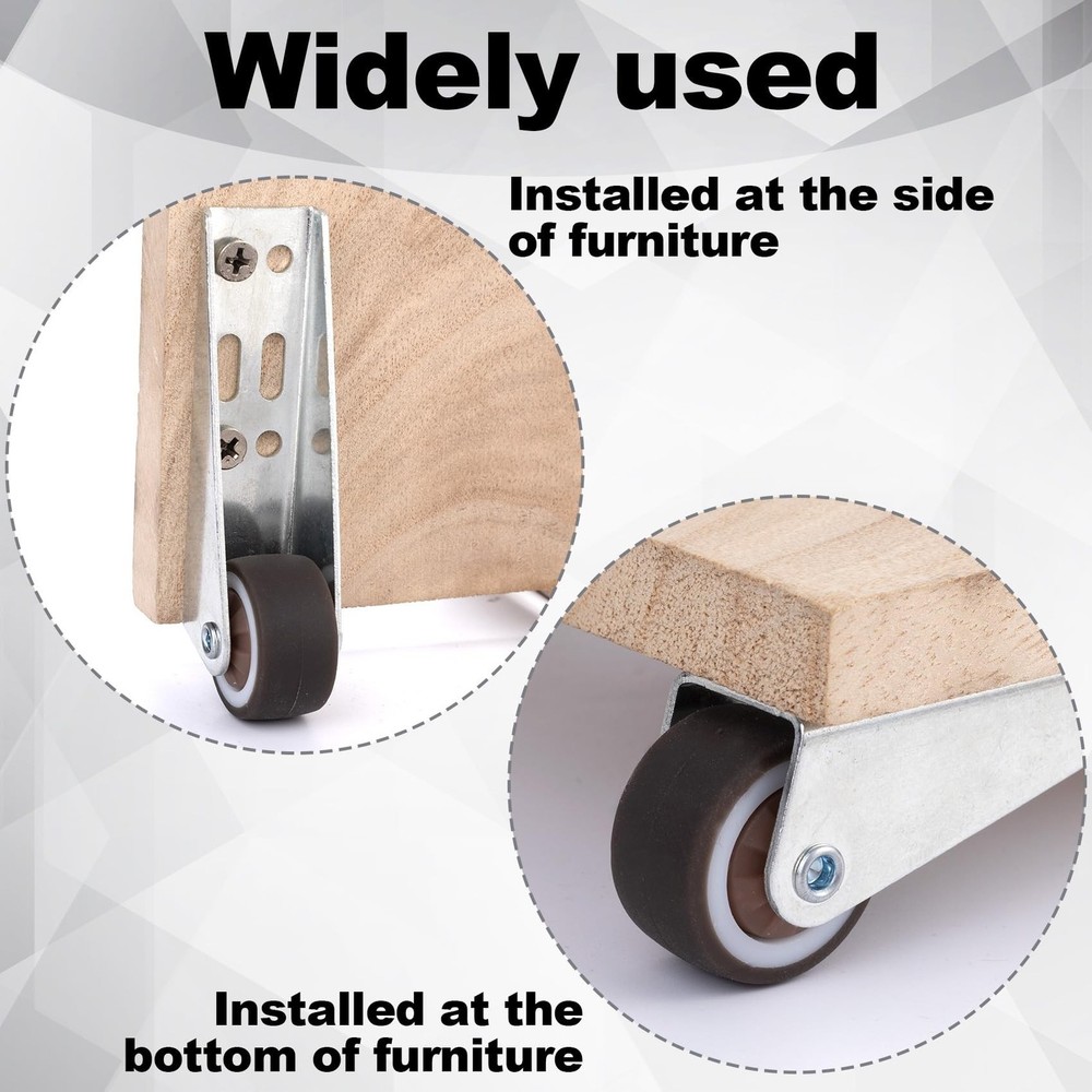 2 Pcs Low Profile Casters, Rubber Low Profile Caster Wheels, Non-Slip Side Mo...