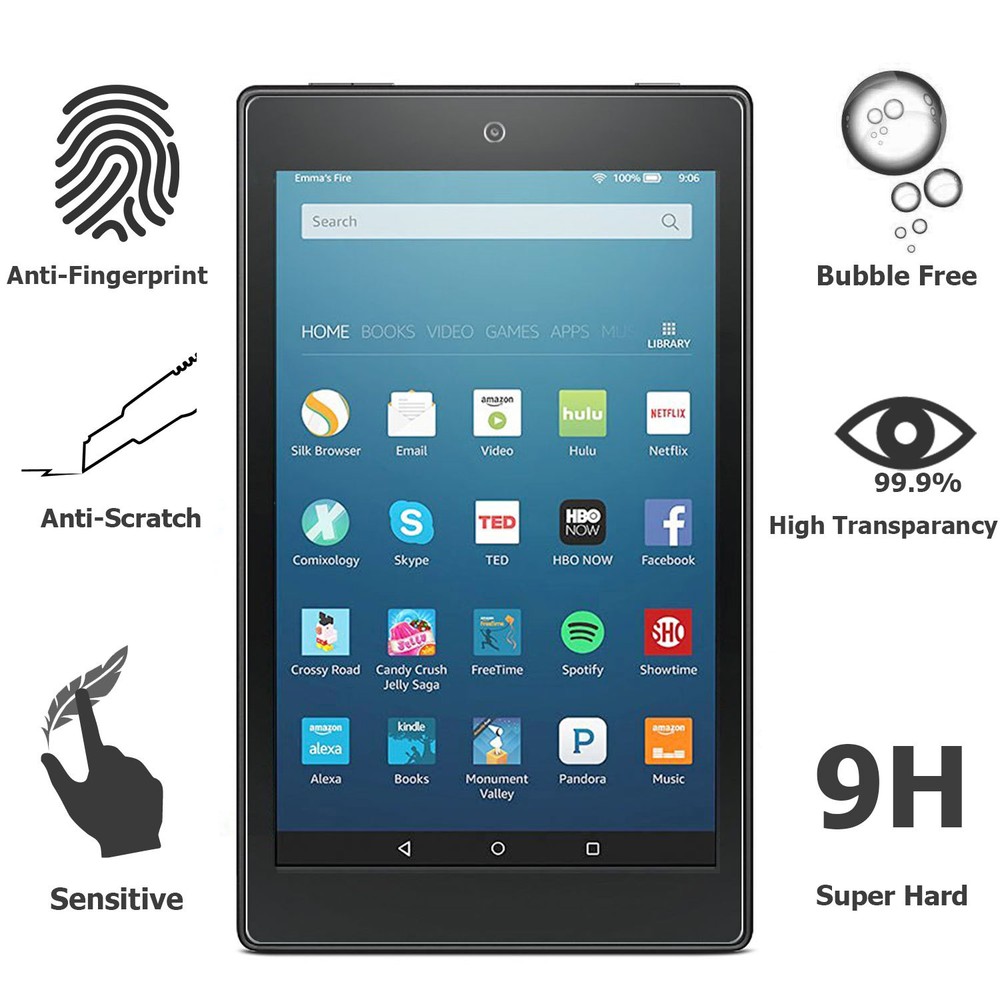 New Amazon Kindle Fire HD 8 2018 / 2017 Premium Tempered Glass Screen Protector