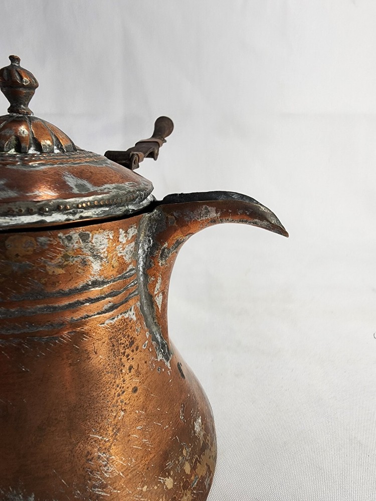 Antique 19th Century Middle Eastern Dallah FOLDING HANDLE Coffee Pot Copper