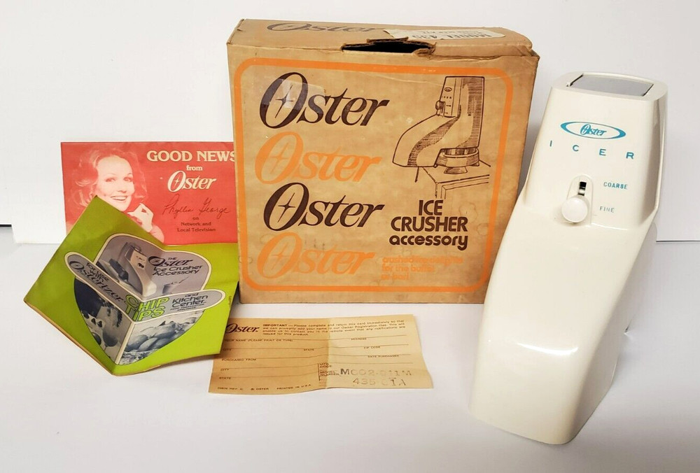 Vintage Oster Ice Crusher Accessory White Model 435 In Original Box