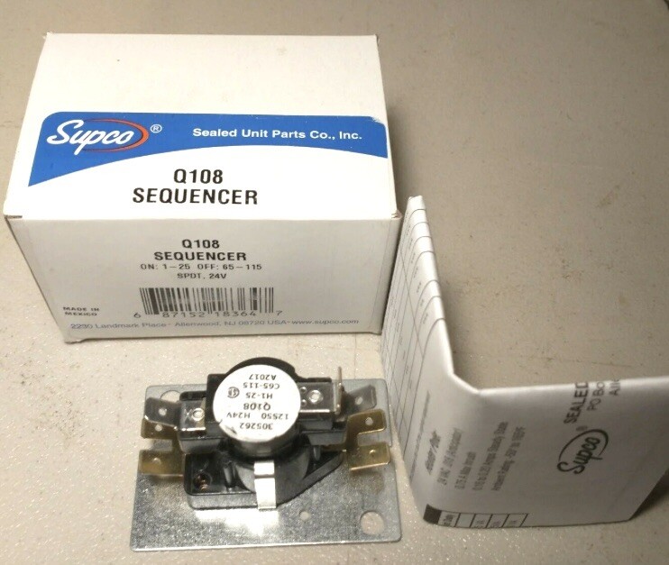 NEW Supco Q108 Switch Sequencer 24V Furnace Fan Relay Timer