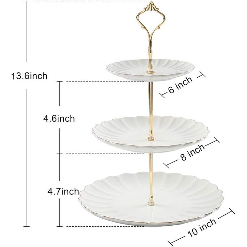 3 Tier Pumpkin Shaped Serving Stand Ceramic Dessert Display Rack For Tea Party