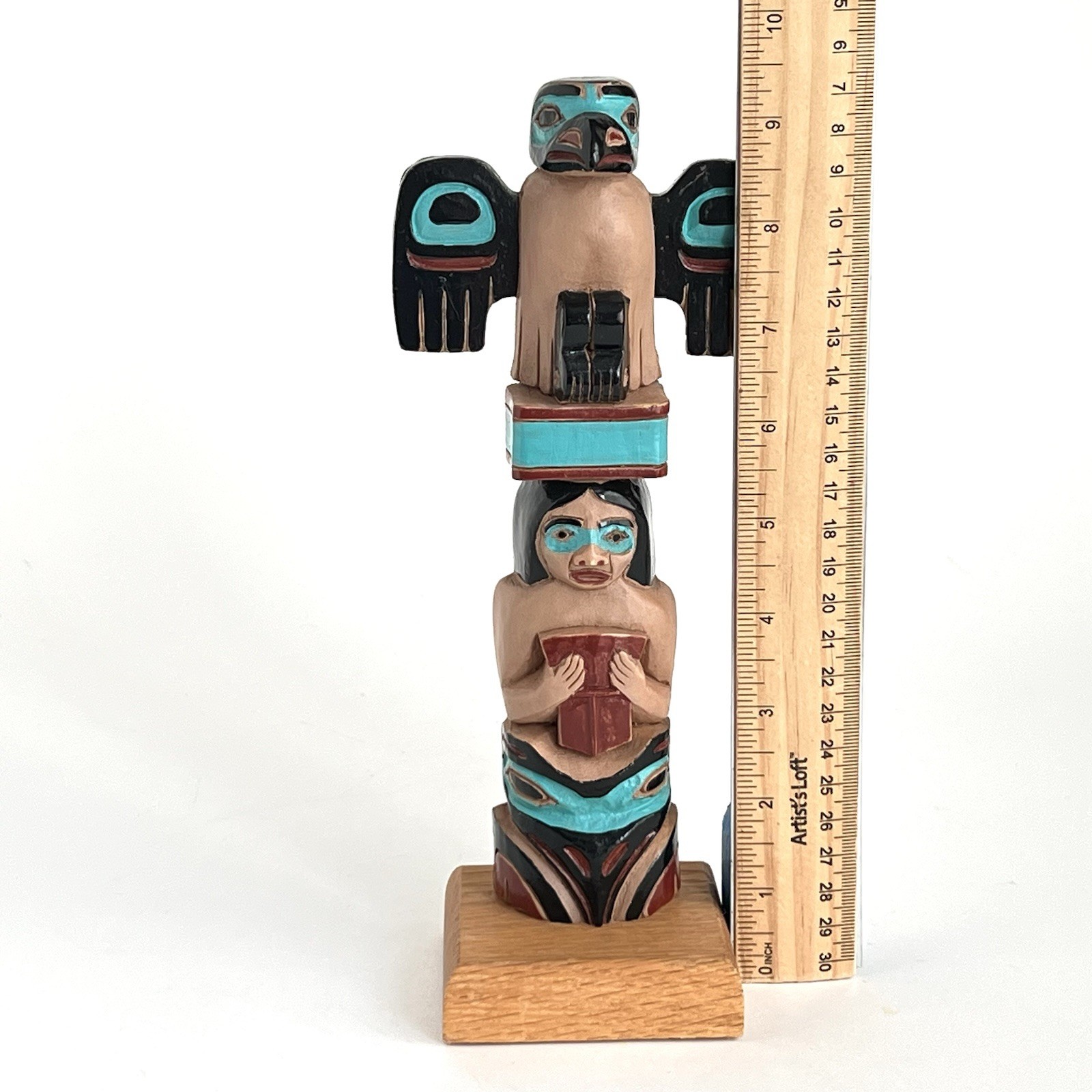 Pacific Northwest Native American Totem Pole Tlingit Raven Chief Box Alaska 10”