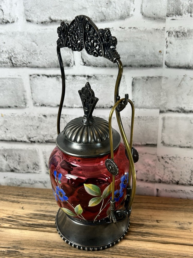 Antique Victorian Hand Painted Victorian Pickle Castor