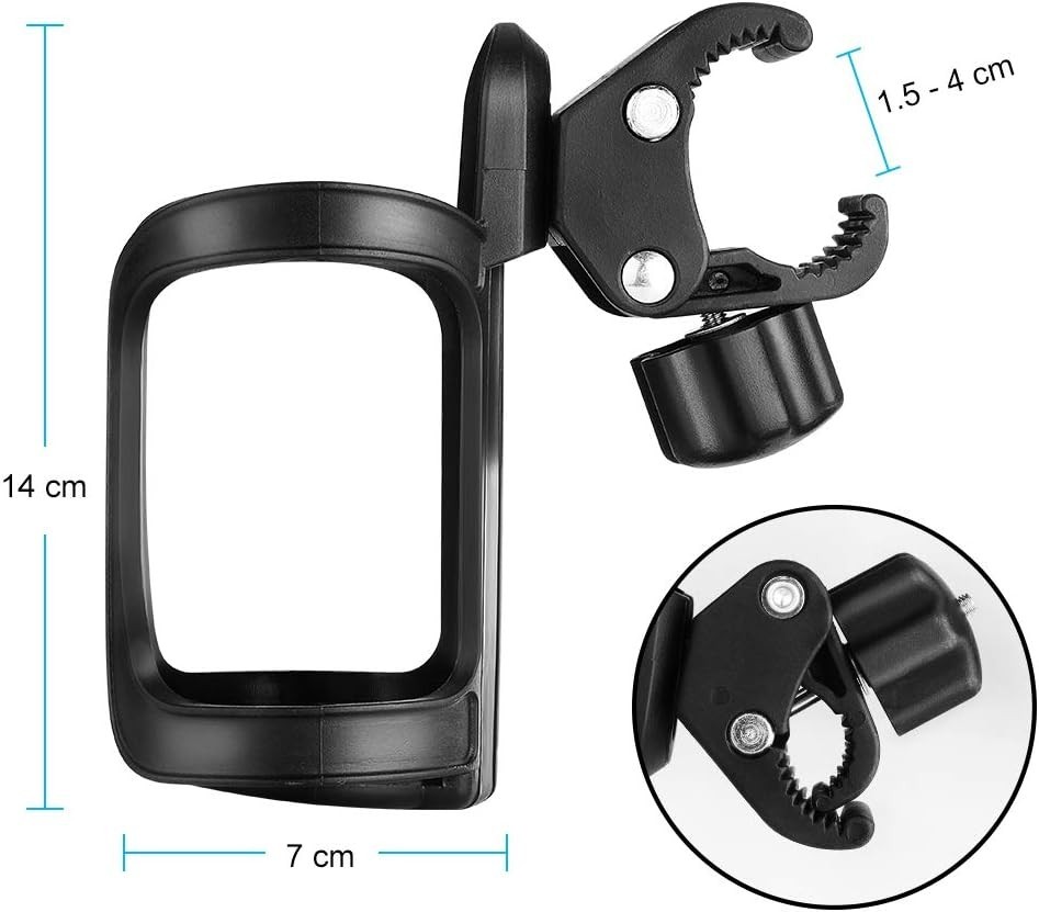 360° Rotating Cup Holder for Stroller and Scooters - Fits All Beverages - 2 Pack