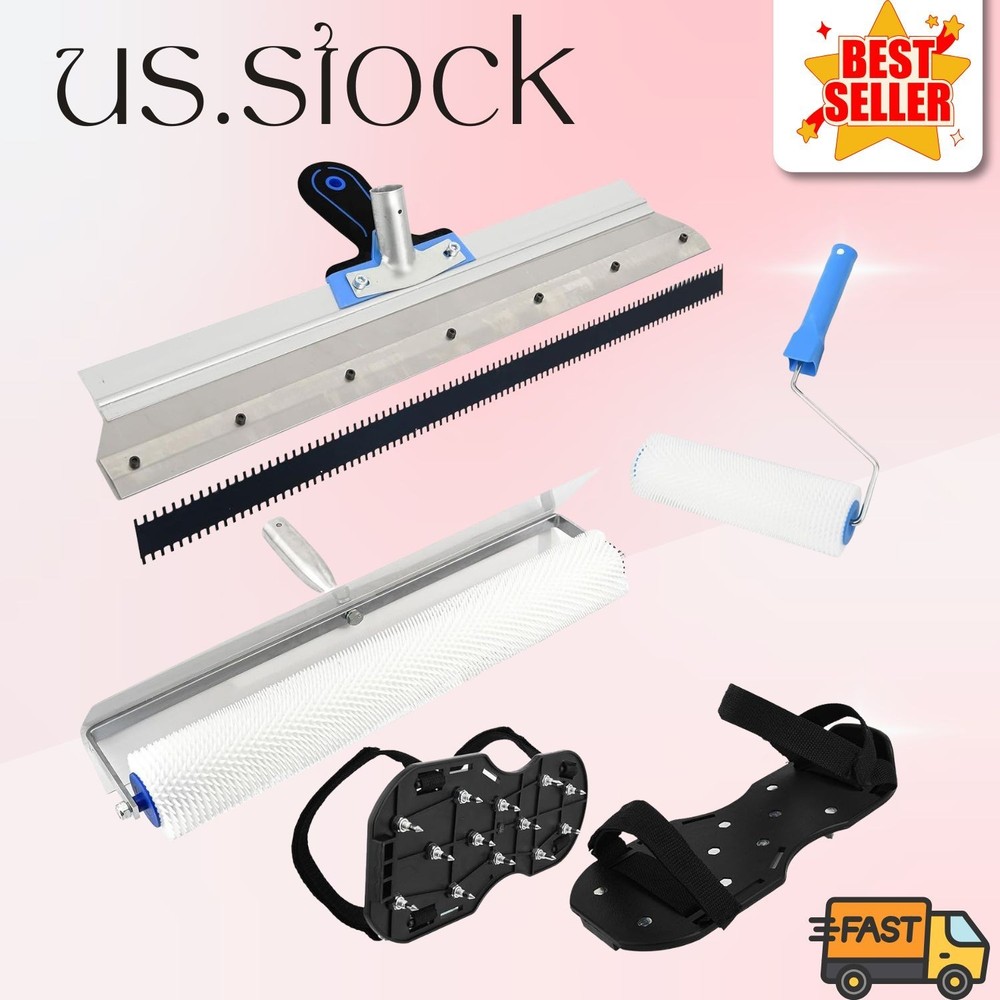 Epoxy Floor Tools Kit - Self-Leveling Rake, Spike Roller & Spiked Shoes