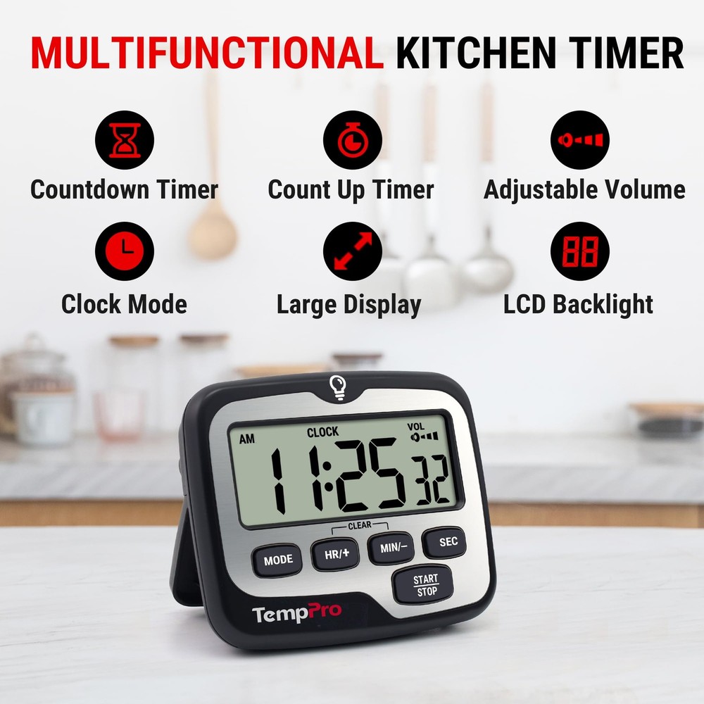 TM01 Kitchen Timers for Cooking with Count Up Countdown Timer Digital Timer for