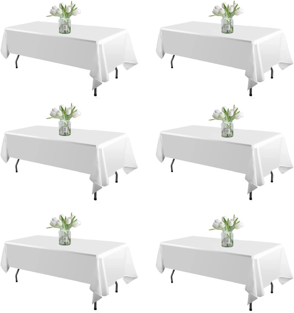 6 Pack White Table Cloth Rectangle Tablecloths 60x126 Inchpolyester Table Cloth