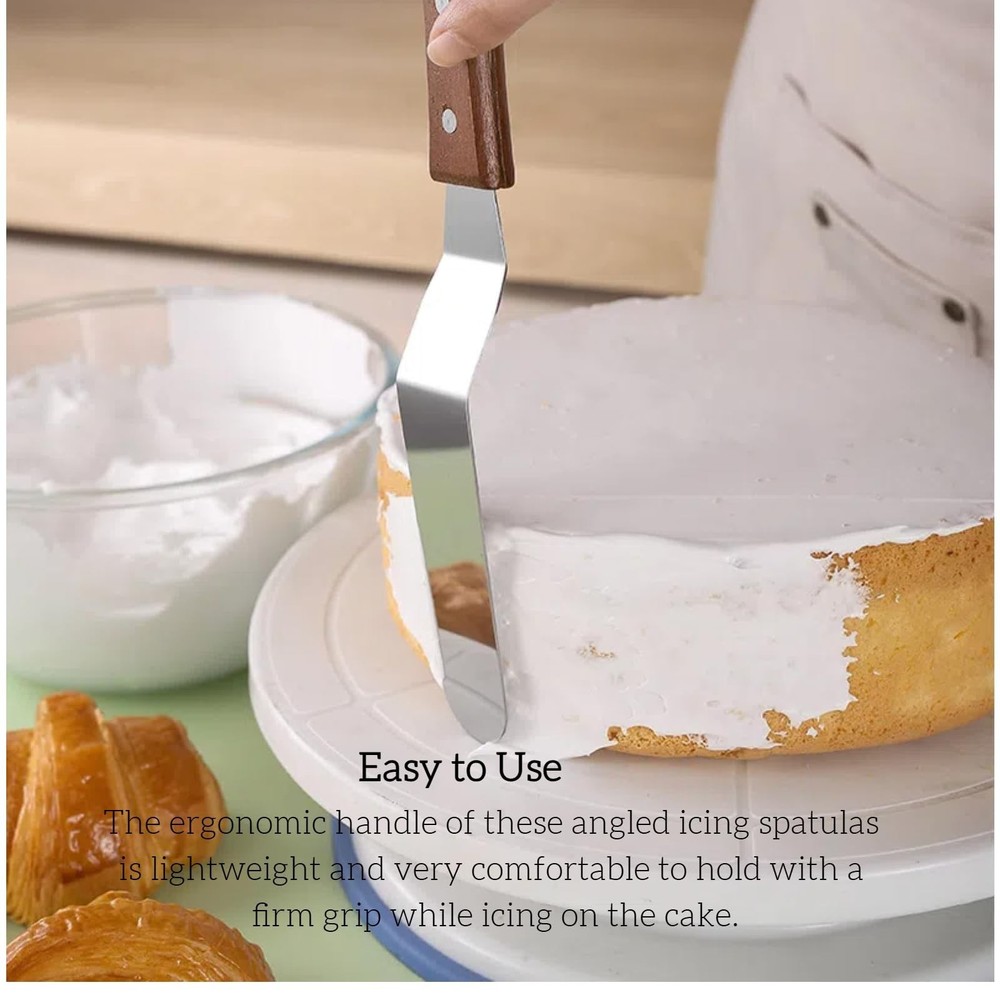Angled Icing Spatula, Stainless Steel Offset Spatula, 2-Pack Cake Spatula Set...