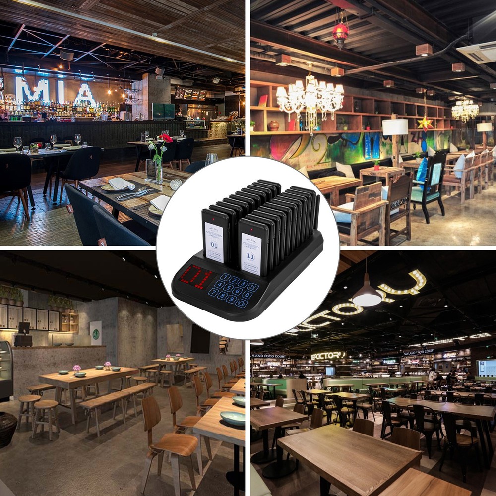 Uimoso Wireless Restaurant Paging System with 20 Coaster Pagers
