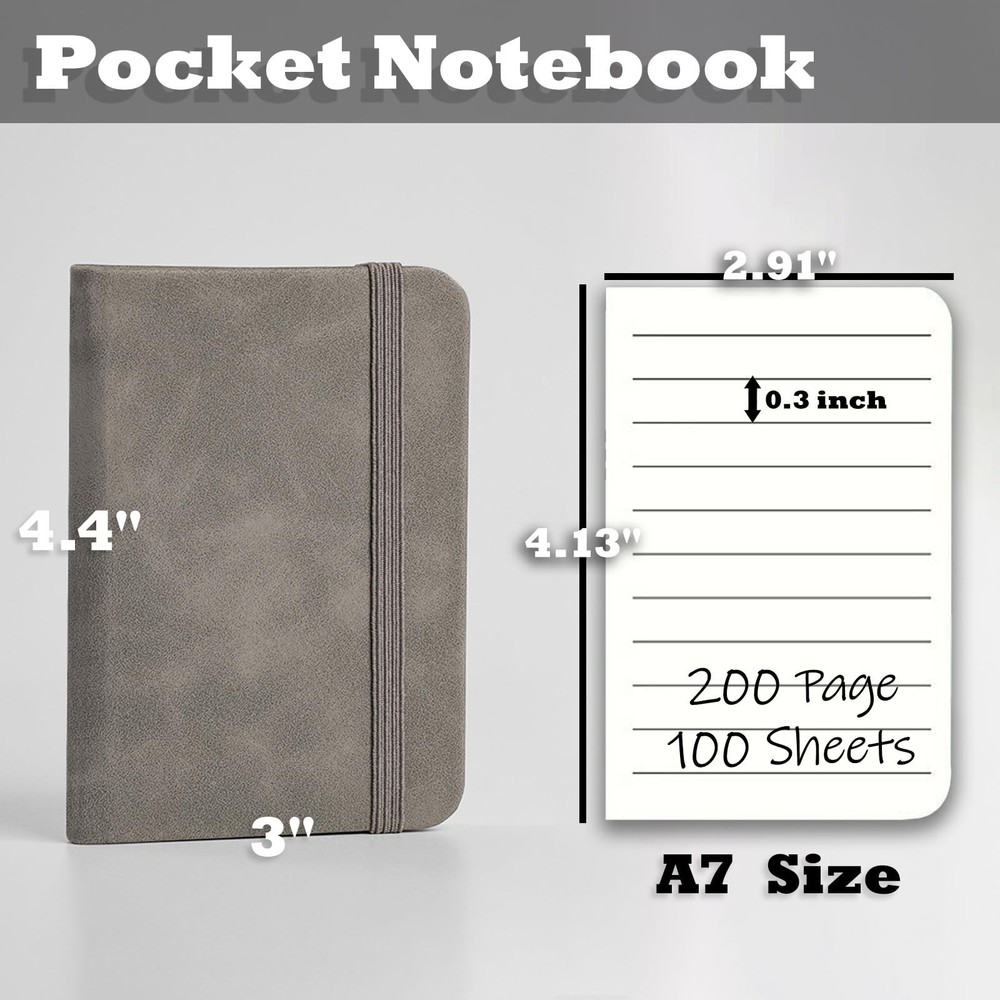 2 Pack Pocket Notebook Hardcover Jounal Notebook Mini Notepad 200 Pages