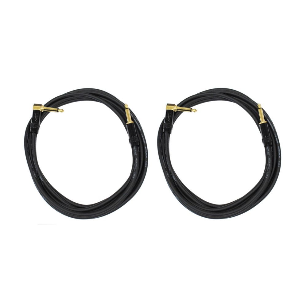 Audio2000's E28125P2 25Ft 1/4" TS Right Angle To 1/4" TS Cable (2 Pack)