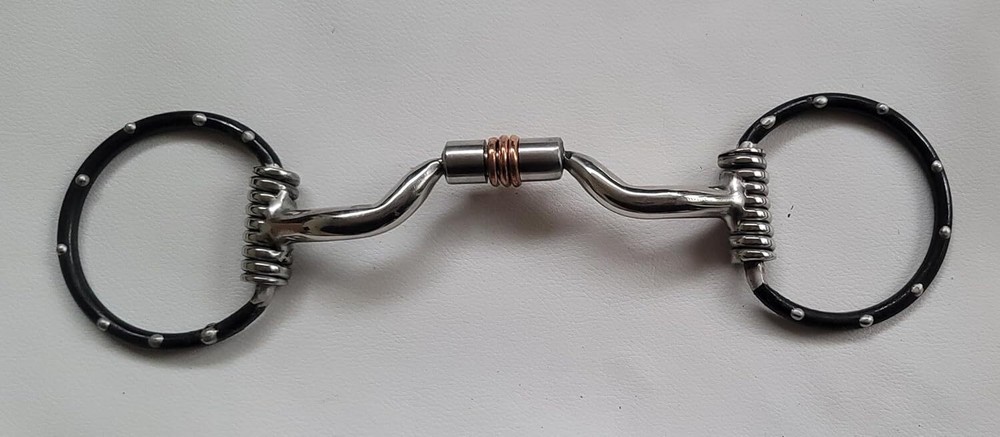 Western Eggbutt Dotted Cheeks Low Port Comfort Snaffle Bit Copper Rollers