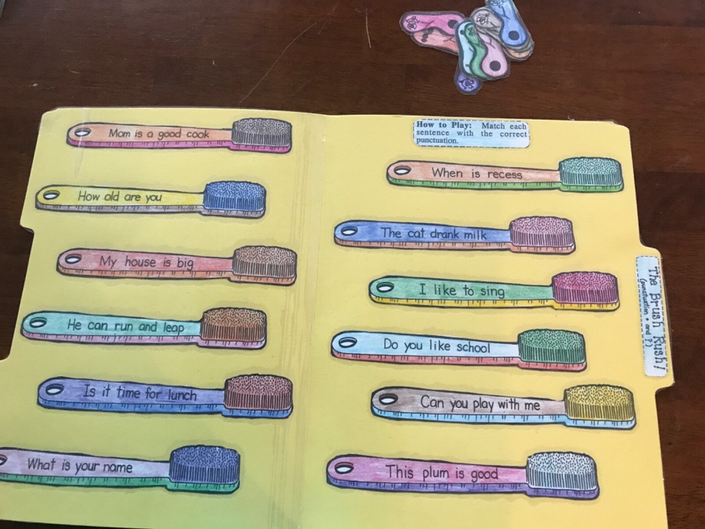 The Brush Rush! Punctuation 1st grade language arts file folder game