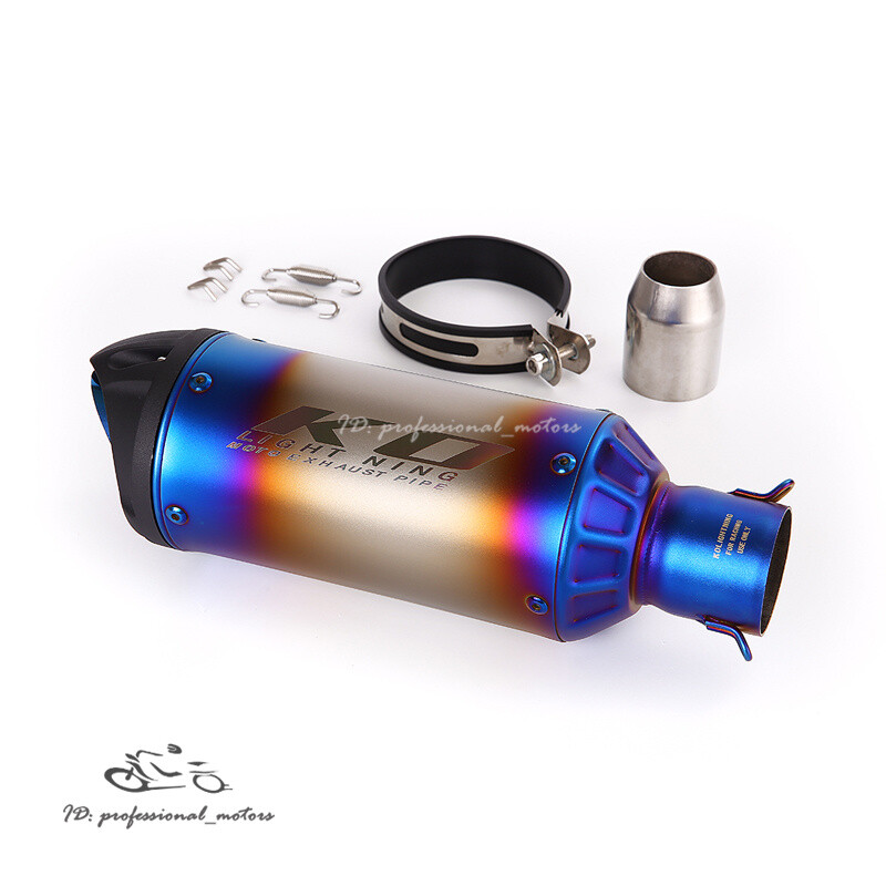 51mm Modified Exhaust Tips Motorcycle Blue Tail Silencer Universal Muffler Pipe