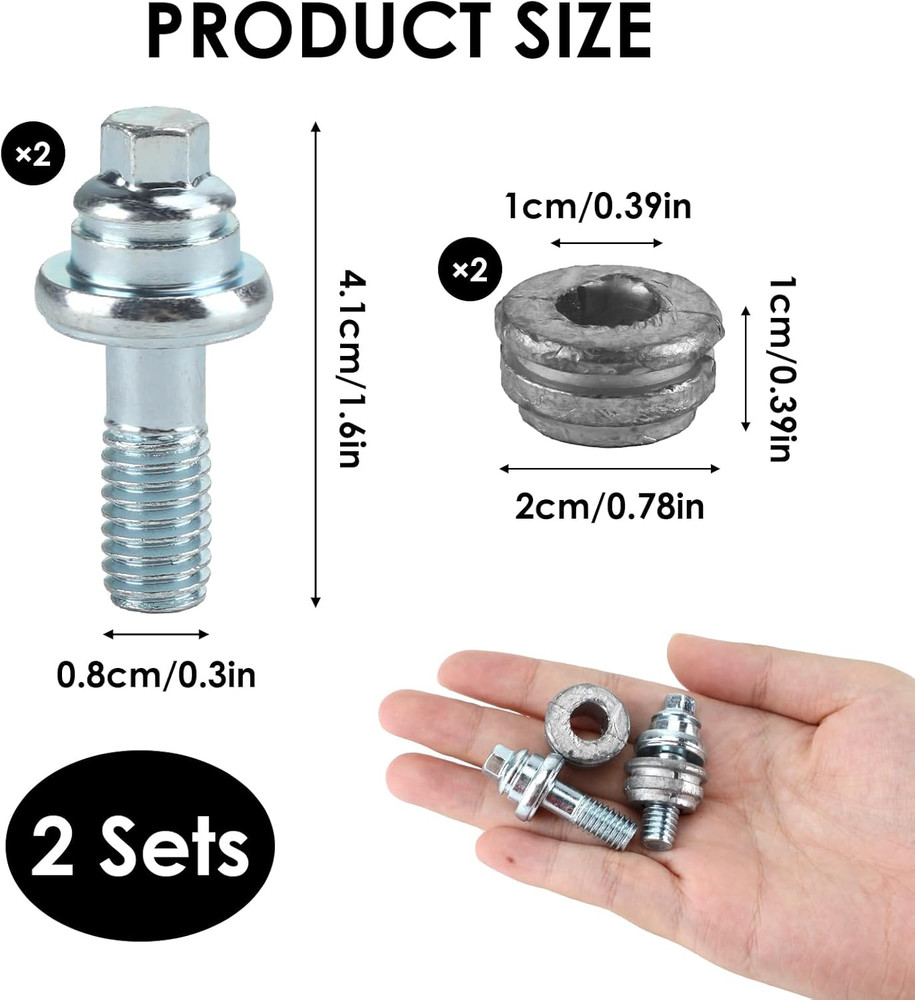 3/8" Side Post Battery Terminal Bolts, 2 Pack Standard Battery Post Extender Stu