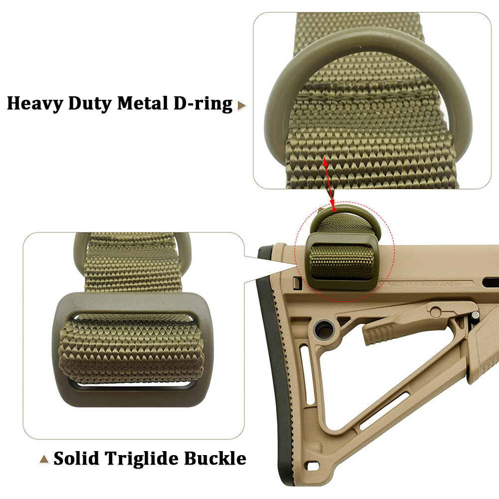Green Two 2 Point Sling Strap + Sling Shoulder Pad +D Ring +MLOK QD Swivel Mount