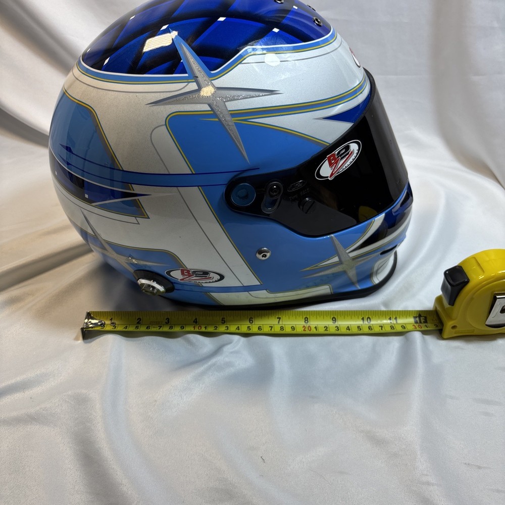 B2 Auto Racing Helmet Youth Large Blue W Visor