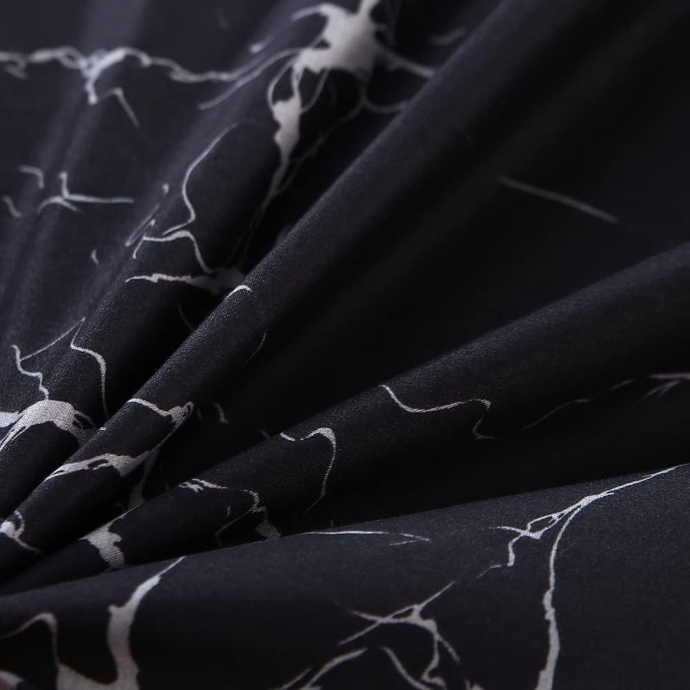 Black Marble, Super Soft Microfiber Bed Sheet 4PC, Marble Bedding Sheet Set Incl