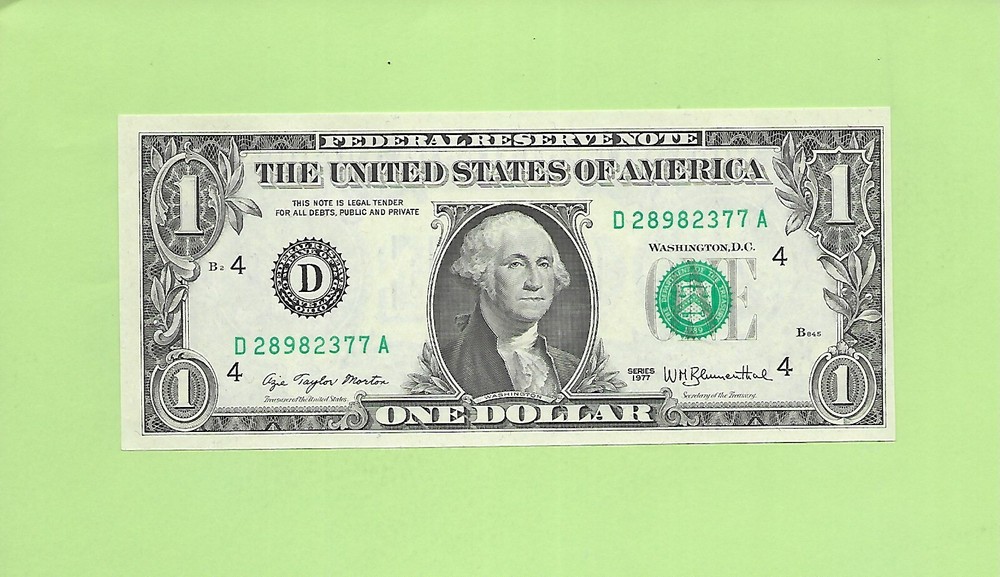 1977 ..UNCIRC $1  D 2898 2377 A  .... 1977 $1  D-A      NICE NOTE        FRN