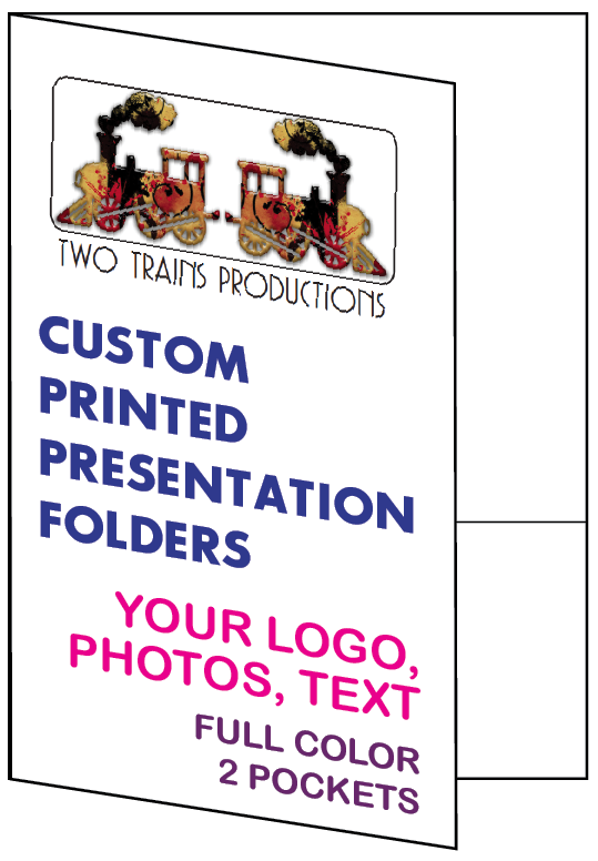 Printed Presentation Folders, 100 Full Color Custom 2-Pocket, Your Logo & Design