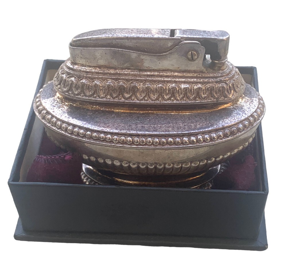Antique Table Lighter Ronson Silver Queen Anne  1936 With Original Packaging